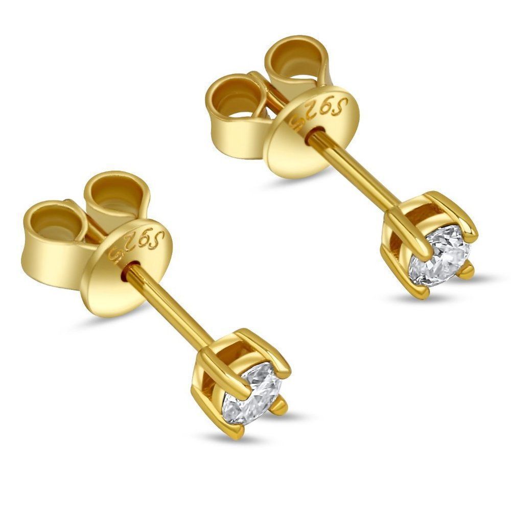 0.2ctw VVS1 Moissanite 4 Prong Stud Push Back Earrings 18k Gold Over 925 Silver